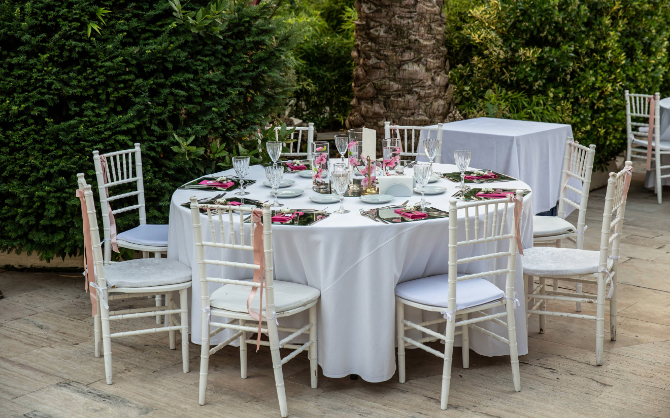 Enhance your event with our VIP wood and glass table and chair rental services in Dubai 0585972516