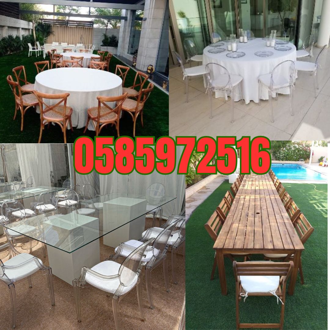 Rent mourning tables and chairs for rental Rent of glass tables, luminous tables for rental in Dubai