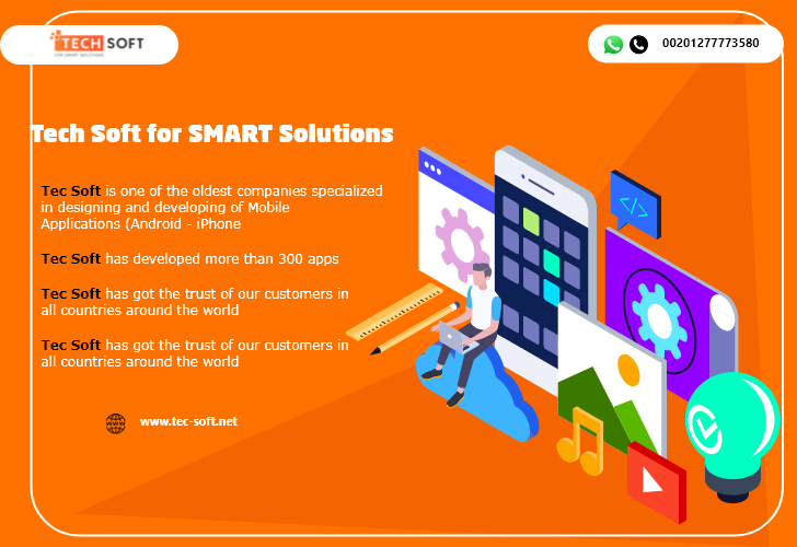 Mobile application design  | website design and development  | Tech Soft for SMART Solutions